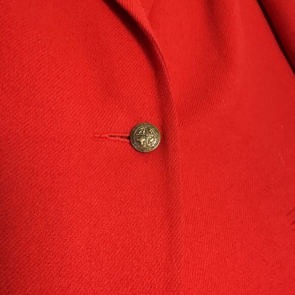 Sag Harbor 100% Wool Blazer Womens 14 Red One-Button V-Neck Collar Pocket Lined - Picture 4 of 9